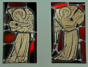 Window depicting Angel Musicians with Lute by French School